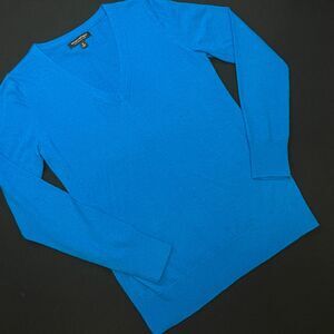 ~ Banana Republic Sm Merino Wool Sweater Blue Teal Turquoise Lightweight V-neck